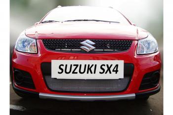 2 899 р. Защита радиатора Стрелка11 Стандарт Suzuki SX4 GYA,GYB  рестайлинг, хэтчбэк (2010-2016) (черная)  с доставкой в г. Керчь. Увеличить фотографию 2