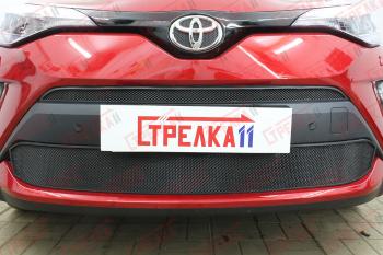 Защита радиатора (верх) Стрелка11 Стандарт Toyota C-HR  NGX10, ZGX10 (2019-2025) рестайлинг (черная)