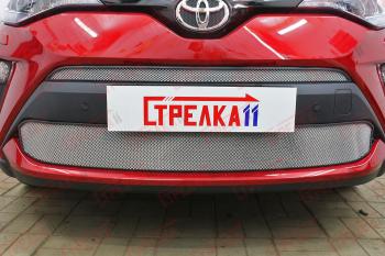 Защита радиатора (верх) Стрелка11 Стандарт Toyota C-HR  NGX10, ZGX10 (2019-2025) рестайлинг (хром)
