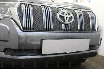4 199 р. Защита радиатора (верх 6 частей) Стрелка11 Стандарт Toyota Land Cruiser Prado J150 2-ой рестайлинг (2017-2020) (черная)  с доставкой в г. Керчь. Увеличить фотографию 2