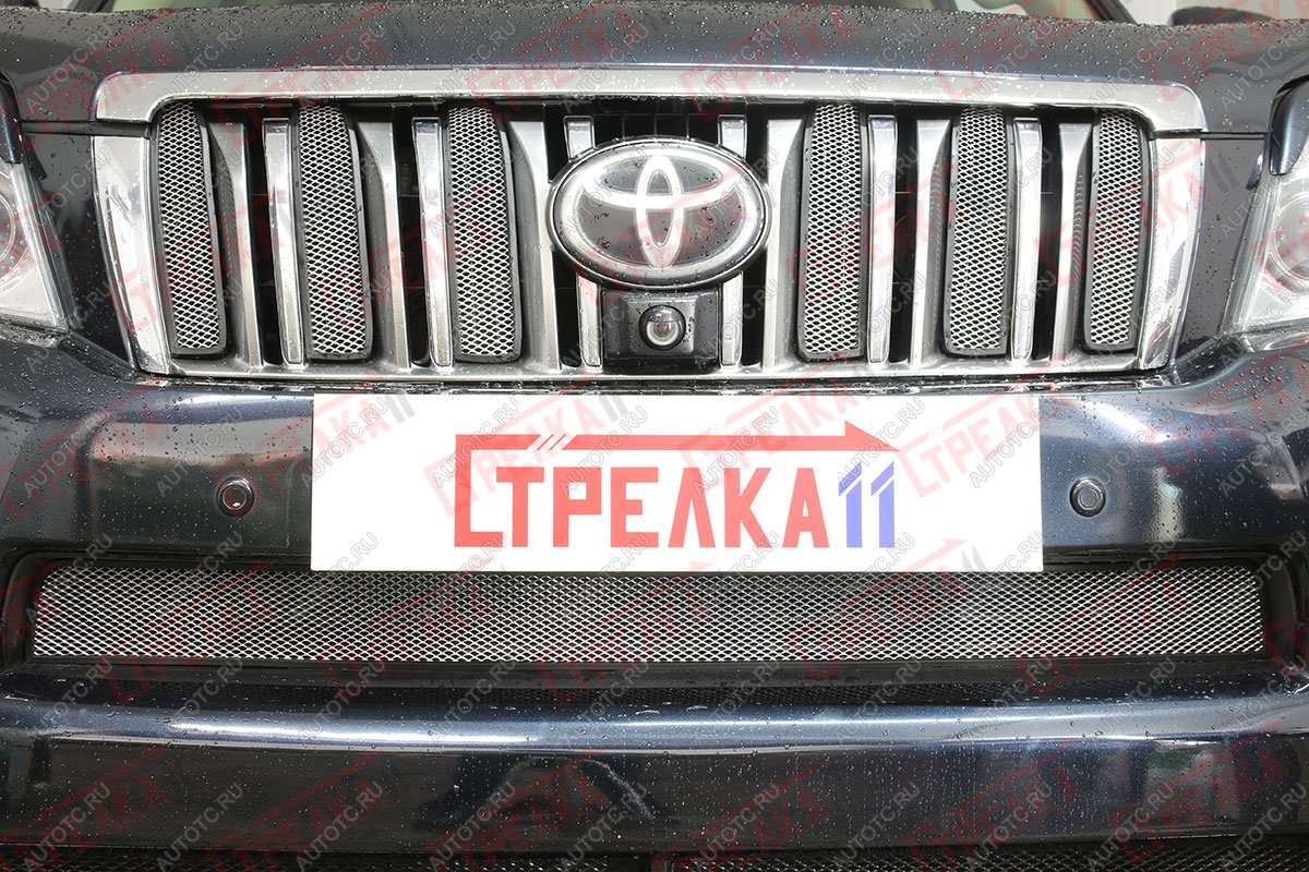 4 299 р. Защита радиатора (верх 6 частей) Стрелка11 Стандарт Toyota Land Cruiser Prado J150 дорестайлинг (2009-2013) (хром)  с доставкой в г. Керчь