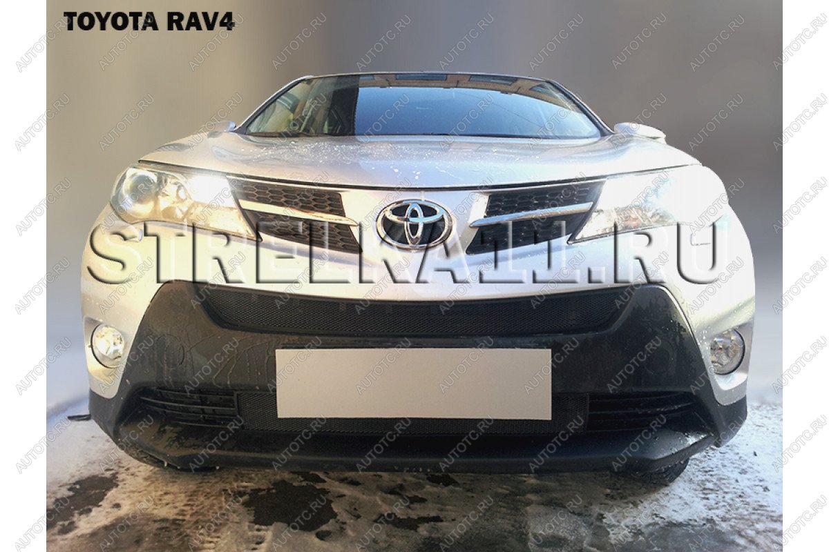 2 899 р. Защита радиатора (верх) Стрелка11 Стандарт  Toyota RAV4  XA40 (2012-2015) 5 дв. дорестайлинг (черная)  с доставкой в г. Керчь