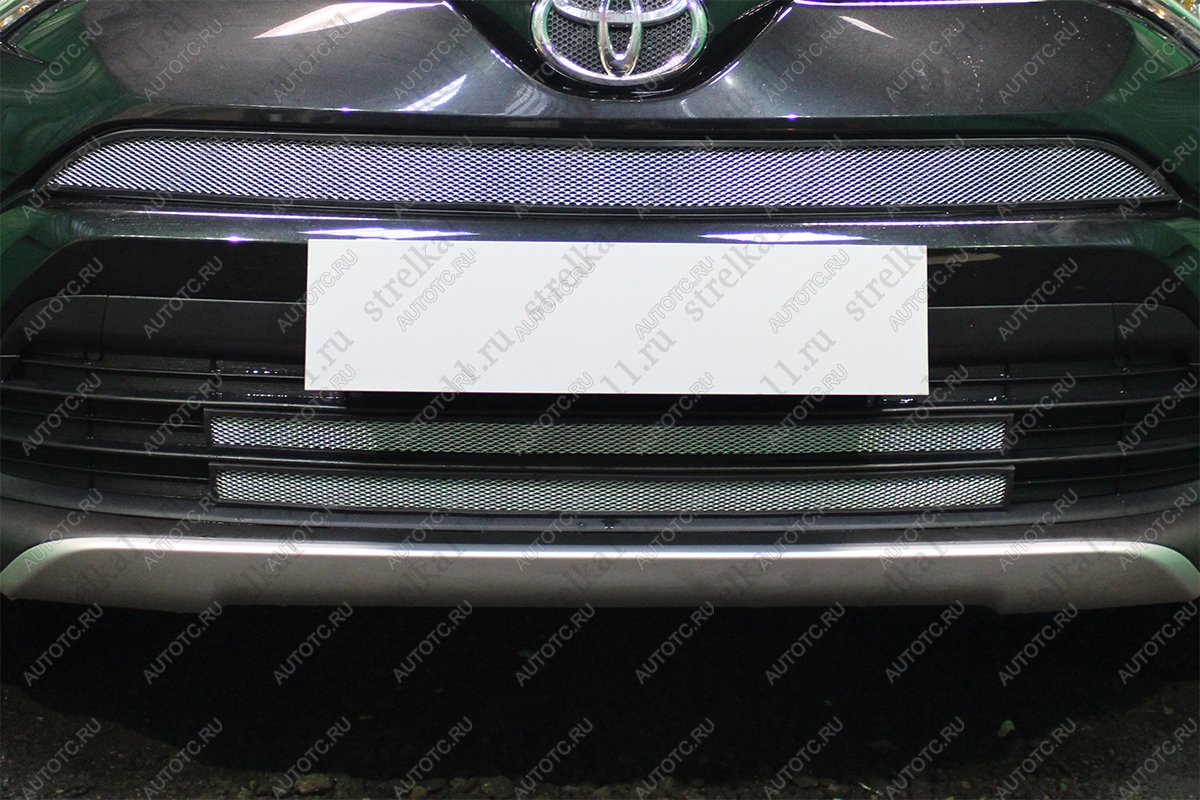 4 099 р. Защита радиатора (низ 2 части) Стрелка11 Стандарт  Toyota RAV4  XA40 (2015-2019) 5 дв. рестайлинг (хром)  с доставкой в г. Керчь