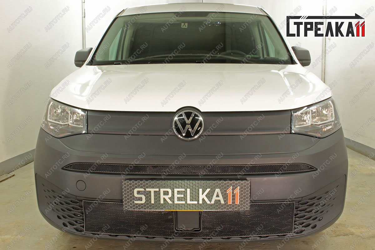 3 399 р. Защита радиатора (низ) Стрелка11 Стандарт Volkswagen Caddy (2020-2025) (черная)  с доставкой в г. Керчь