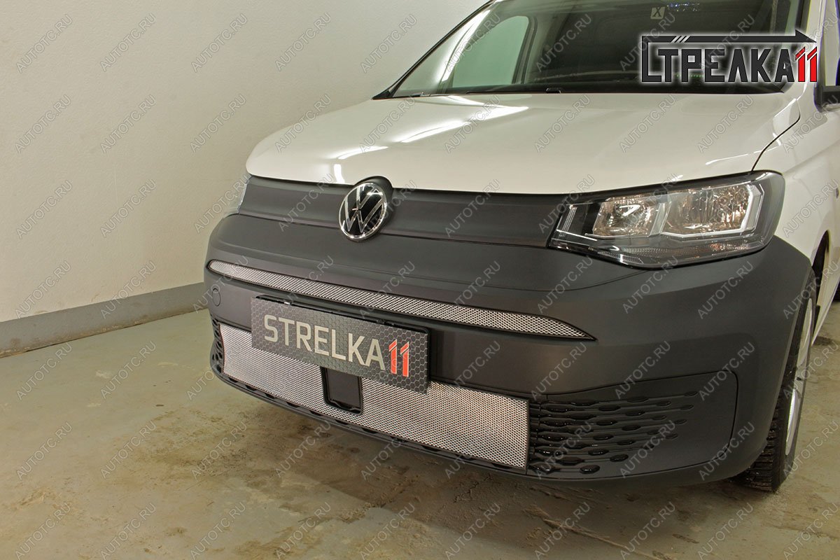 3 599 р. Защита радиатора (низ) Стрелка11 Стандарт  Volkswagen Caddy (2020-2025) (хром)  с доставкой в г. Керчь