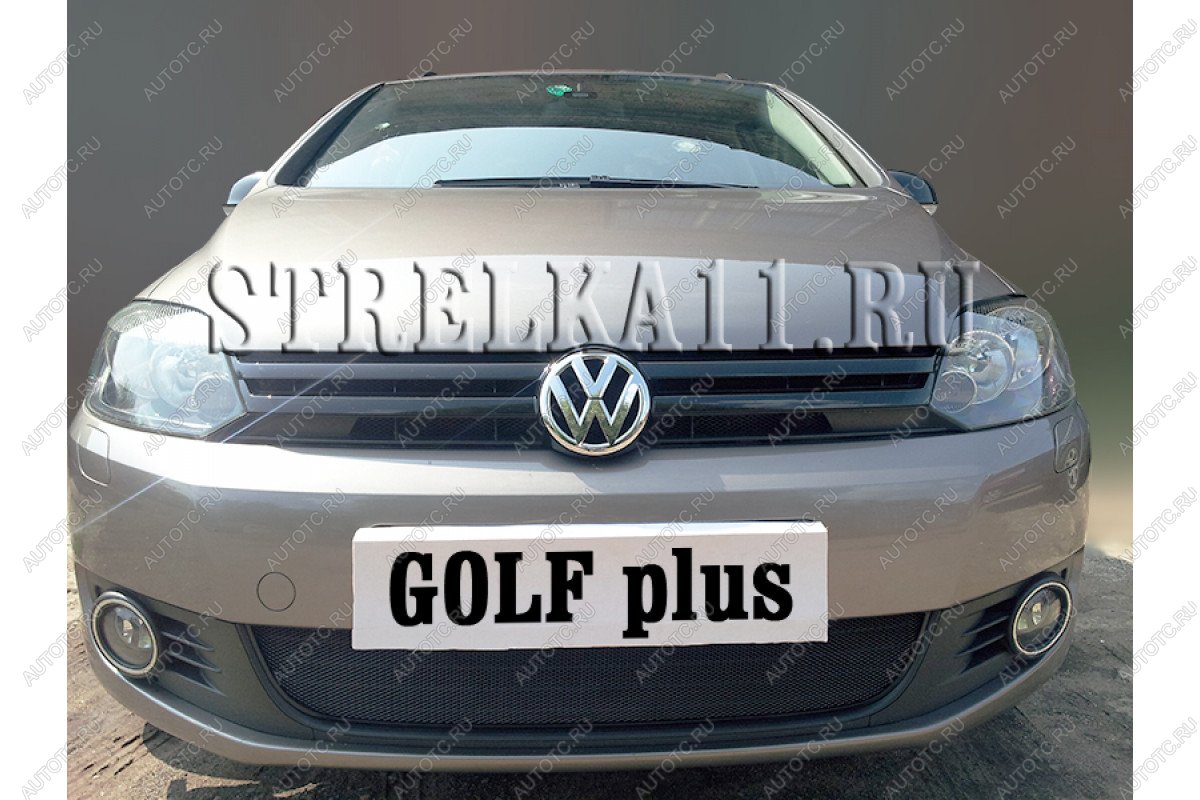 2 899 р. Защита радиатора Стрелка11 Стандарт Volkswagen Golf Plus 6 (2009-2014) (черная)  с доставкой в г. Керчь