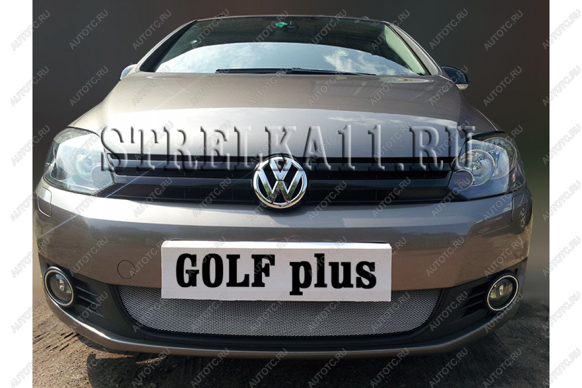 3 079 р. Защита радиатора Стрелка11 Стандарт  Volkswagen Golf Plus  6 (2009-2014) (хром)  с доставкой в г. Керчь