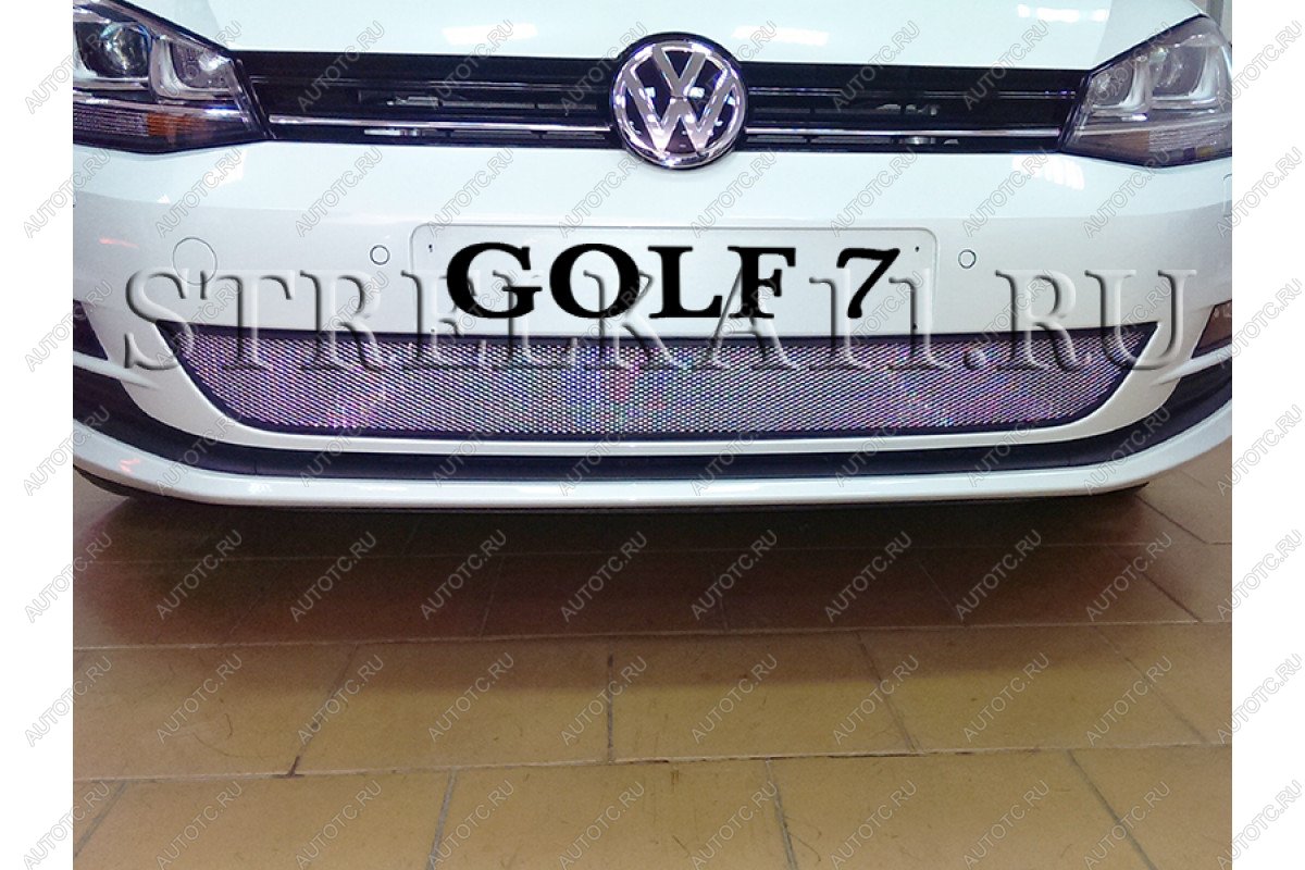 3 149 р. Защита радиатора Стрелка11 Стандарт  Volkswagen Golf  7 (2012-2017) дорестайлинг, хэтчбэк 5 дв. (хром)  с доставкой в г. Керчь