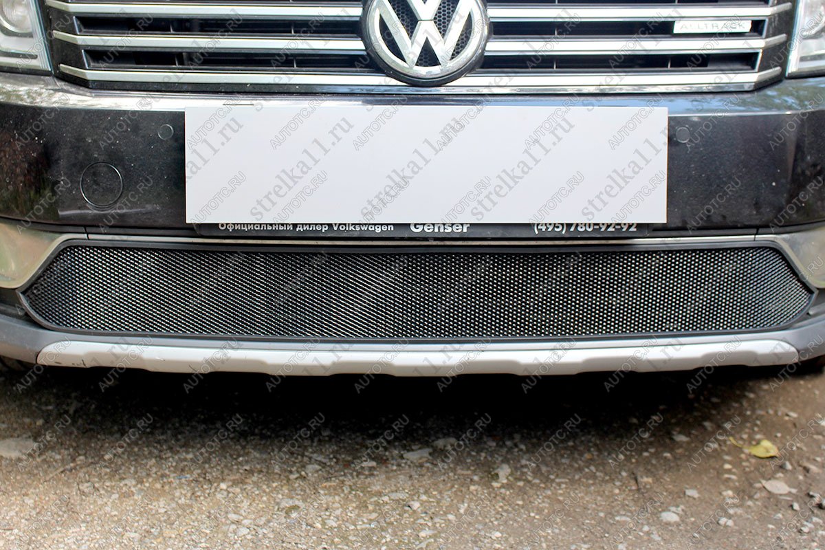 3 079 р. Защита радиатора (AllTrack) Стрелка11 Стандарт Volkswagen Passat B7 седан (2010-2015) (черная)  с доставкой в г. Керчь