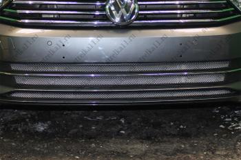 Защита радиатора (3 части) (1.4 TSI) Стрелка11 Стандарт Volkswagen Passat  B8 (2015-2019) седан дорестайлинг, универсал дорестайлинг (хром)