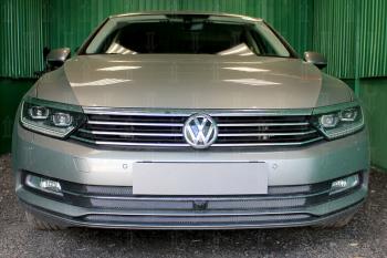 Защита радиатора (3 части с фронтальной камерой) (1.4 TSI) Стрелка11 Стандарт Volkswagen Passat  B8 (2015-2019) седан дорестайлинг, универсал дорестайлинг (хром)