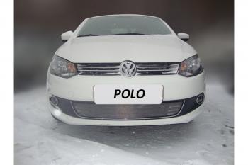 3 079 р. Защита радиатора Стрелка11 Стандарт  Volkswagen Polo  5 (2009-2015) седан дорестайлинг (хром)  с доставкой в г. Керчь. Увеличить фотографию 2