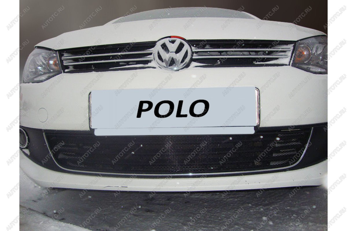 2 899 р. Защита радиатора Стрелка11 Стандарт Volkswagen Polo 5 хэтчбек дорестайлинг (2009-2015) (черная)  с доставкой в г. Керчь