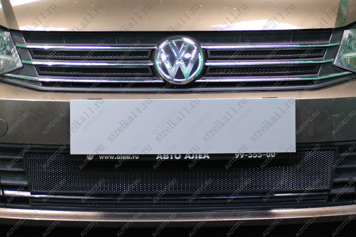 3 699 р. Защита радиатора (4 части верх) Стрелка11 Стандарт  Volkswagen Polo  5 (2015-2020) седан рестайлинг (черная)  с доставкой в г. Керчь