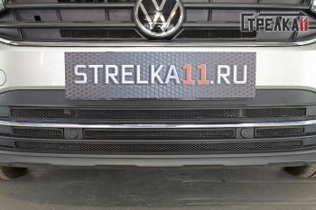 Защита радиатора (верх) Стрелка11 Стандарт Volkswagen Tiguan  Mk2 (2020-2022) рестайлинг (черная)