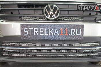 Защита радиатора (верх) Стрелка11 Стандарт Volkswagen Tiguan  Mk2 (2020-2022) рестайлинг (хром)