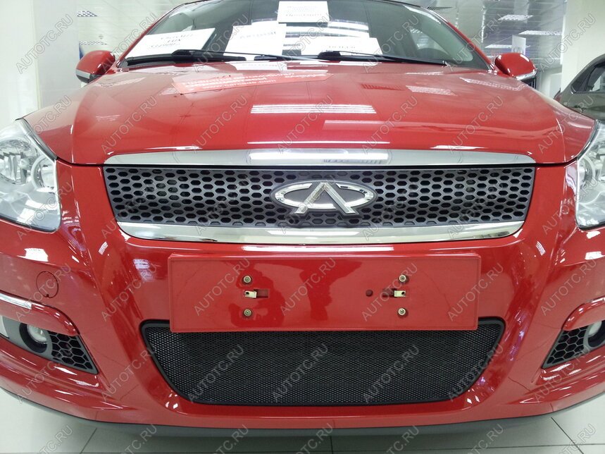 759 р. Зимняя заглушка решетки радиатора Стрелка11  Chery Tiggo T11 (2005-2013) дорестайлинг (черная)  с доставкой в г. Керчь