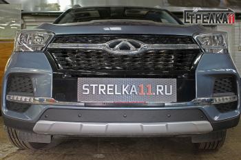 Зимняя заглушка решетки радиатора (низ) Стрелка11 Chery Tiggo 4 1-ый рестайлинг (2018-2023) (черная)