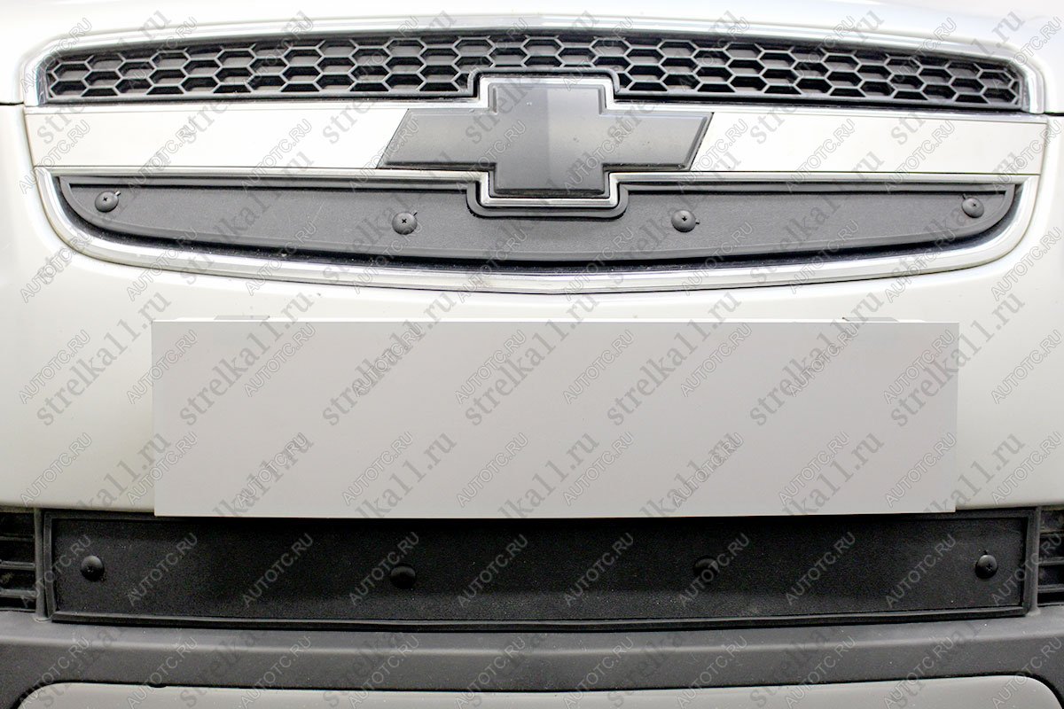 759 р. Зимняя заглушка решетки радиатора (верх) Стрелка11  Chevrolet Captiva (2006-2011)  дорестайлинг (черная)  с доставкой в г. Керчь