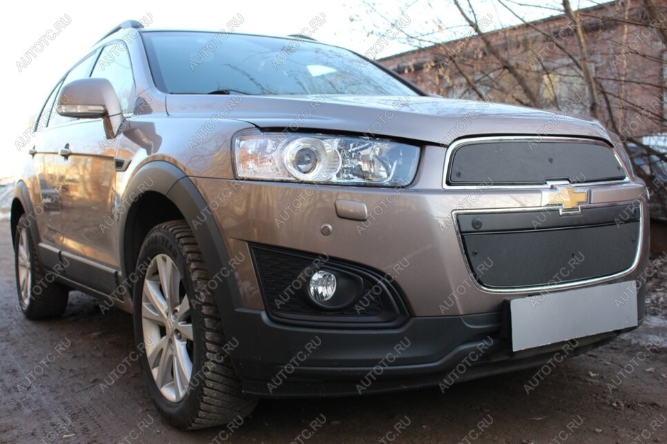 759 р. Зимняя заглушка решетки радиатора (низ) Стрелка11 Chevrolet Captiva 1-ый рестайлинг (2011-2013) (черная)  с доставкой в г. Керчь