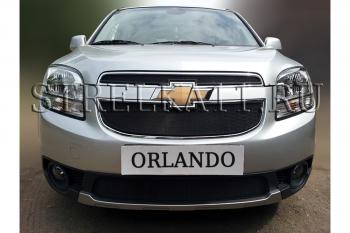 759 р. Зимняя заглушка решетки радиатора (низ) Стрелка11  Chevrolet Orlando (2011-2018) (черная)  с доставкой в г. Керчь. Увеличить фотографию 2