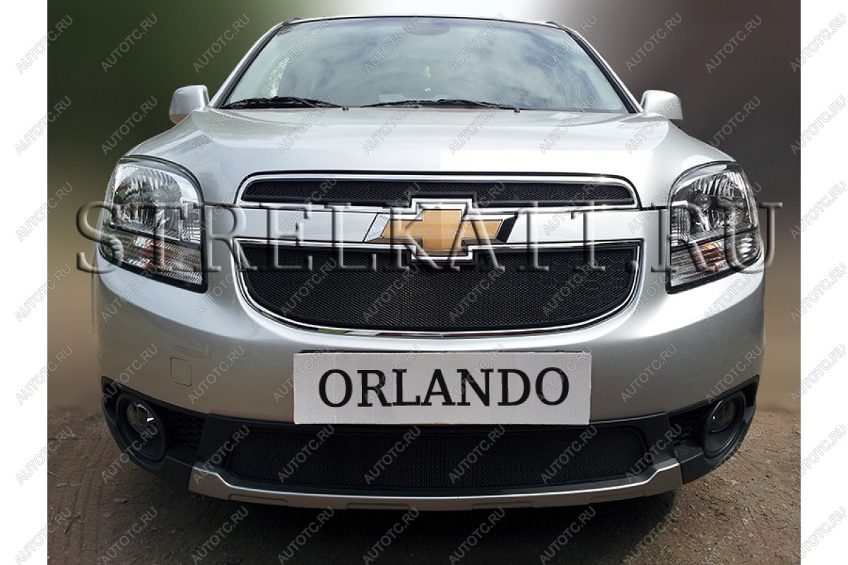 759 р. Зимняя заглушка решетки радиатора (середина) Стрелка11 Chevrolet Orlando (2011-2018) (черная)  с доставкой в г. Керчь