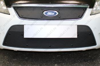 Зимняя заглушка решетки радиатора (верх) Стрелка11 Ford Mondeo Mk4,DG дорестайлинг, универсал (2007-2010) (черная)