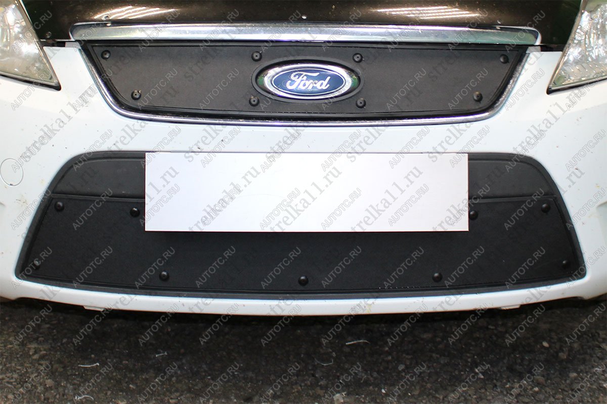 759 р. Зимняя заглушка решетки радиатора (низ) Стрелка11 Ford Mondeo Mk4,BD дорестайлинг, седан (2007-2010) (черная)  с доставкой в г. Керчь