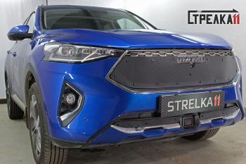 759 р. Зимняя заглушка решетки радиатора (низ) Стрелка11  Haval F7x (2019-2022) дорестайлинг (с датчиком ACC 2 части)  с доставкой в г. Керчь. Увеличить фотографию 2