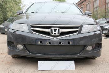 Зимняя заглушка решетки радиатора Стрелка11 Honda Accord  7 CM (2006-2008) универсал рестайлинг (черная)