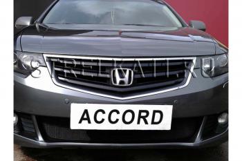 759 р. Зимняя заглушка решетки радиатора Стрелка11  Honda Accord  8 CW (2008-2011) универсал дорестайлинг (черная)  с доставкой в г. Керчь. Увеличить фотографию 3
