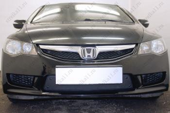 Зимняя заглушка решетки радиатора Стрелка11 Honda Civic FK,FN хэтчбэк 5 дв. дорестайлинг (2005-2008) (черная)