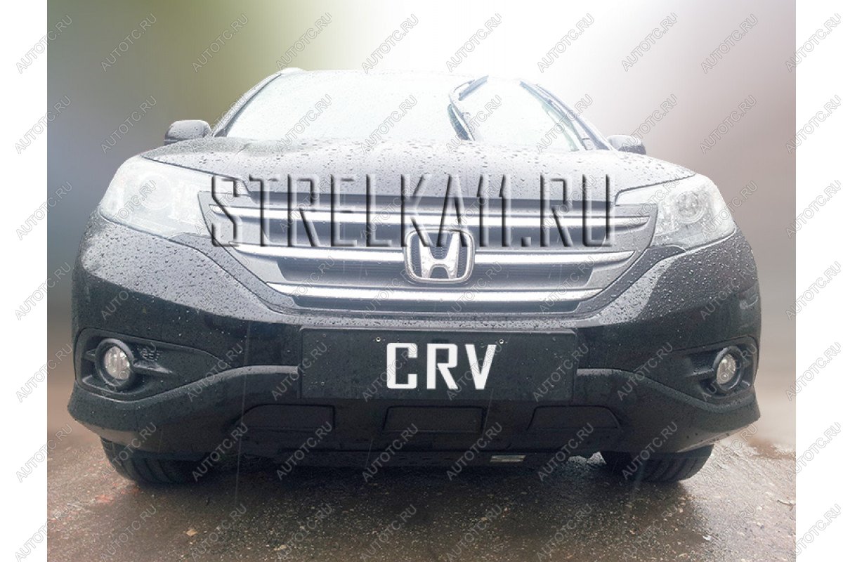 759 р. Зимняя заглушка решетки радиатора (V 2.4) Стрелка11 Honda CR-V RM1,RM3,RM4 дорестайлинг (2012-2015) (черная)  с доставкой в г. Керчь