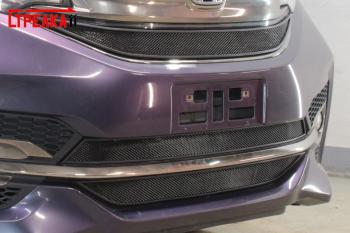 759 р.  Зимняя заглушка решетки радиатора (верх) Стрелка11 Honda StepWagon 5 RP1,RP2, RP3, RP4 минивэн дорестайлинг (2015-2017) (черная)  с доставкой в г. Керчь. Увеличить фотографию 2