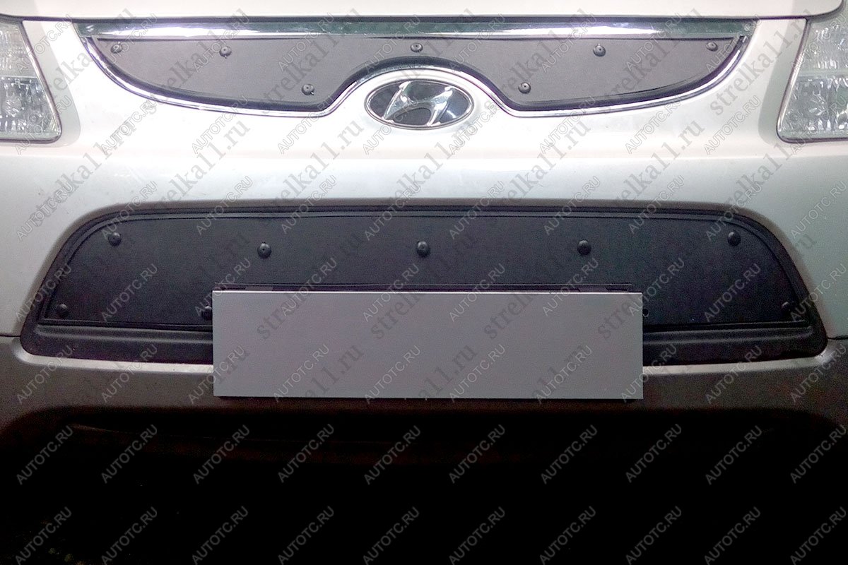 759 р. Зимняя заглушка решетки радиатора (низ) Стрелка11 Hyundai IX55 EN (2006-2013) (черная)  с доставкой в г. Керчь