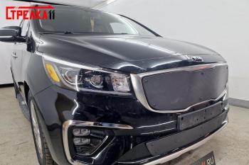1 099 р. Зимняя заглушка решетки радиатора (низ) Стрелка11  KIA Carnival  YP (2018-2020) минивэн рестайлинг (черная)  с доставкой в г. Керчь. Увеличить фотографию 2