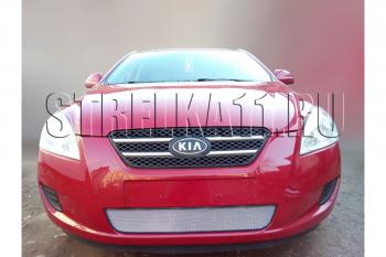 759 р. Зимняя заглушка решетки радиатора Стрелка11  KIA Ceed  1 ED (2006-2010) дорестайлинг универсал, дорестайлинг, хэтчбэк 5 дв. (черная)  с доставкой в г. Керчь. Увеличить фотографию 2