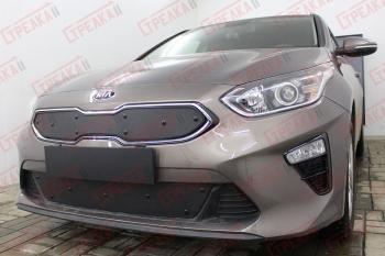 759 р. Зимняя заглушка решетки радиатора (верх) Стрелка11 KIA Ceed 3 CD универсал (2018-2025) (черная)  с доставкой в г. Керчь. Увеличить фотографию 2