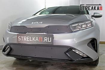 759 р. Зимняя заглушка решетки радиатора (низ) Стрелка11  KIA Cerato  4 BD (2021-2025) рестайлинг седан (черная)  с доставкой в г. Керчь. Увеличить фотографию 2