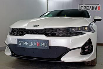 Зимняя заглушка решетки радиатора Стрелка11 KIA K5  DL (2019-2022) (черная)