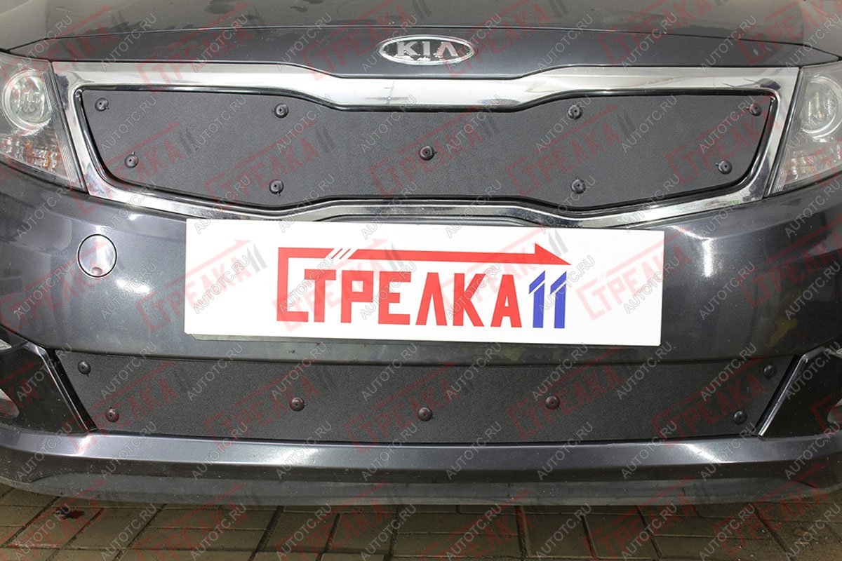 759 р. Зимняя заглушка решетки радиатора (низ) Стрелка11  KIA Optima  3 TF (2010-2013) дорестайлинг седан (черная)  с доставкой в г. Керчь