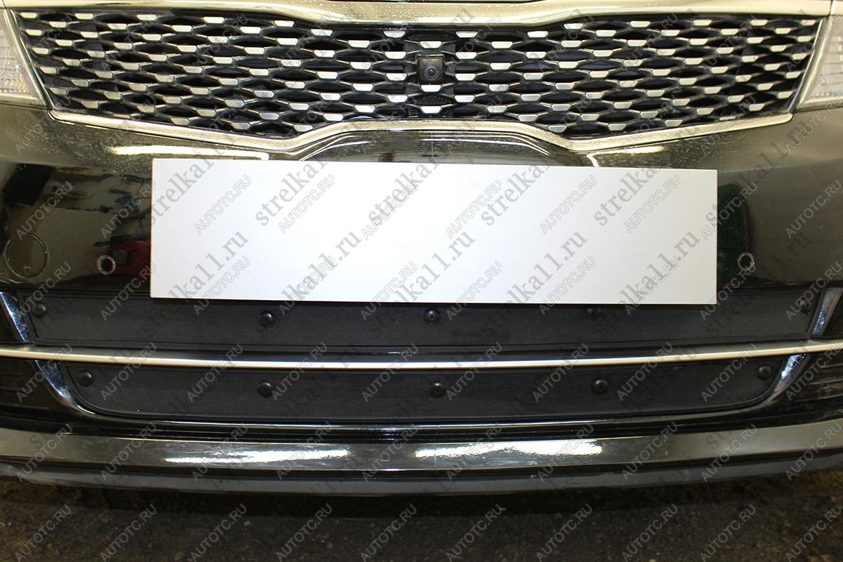 1 099 р. Зимняя заглушка решетки радиатора (GT, GT-Line) Стрелка11 KIA Optima 4 JF дорестайлинг универсал (2015-2018) (черная)  с доставкой в г. Керчь