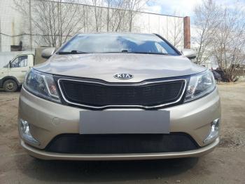 759 р. Зимняя заглушка решетки радиатора (низ) Стрелка11 KIA Rio 3 QB хэтчбек 5 дв. дорестайлинг (2011-2015) (черная)  с доставкой в г. Керчь. Увеличить фотографию 2