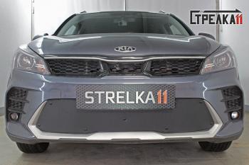 Зимняя заглушка решетки радиатора (низ) Стрелка11 KIA Rio X рестайлинг (2020-2025) (черная)
