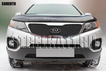 759 р. Зимняя заглушка решетки радиатора (верх) Стрелка11  KIA Sorento XM дорестайлинг (2009-2012) (черная)  с доставкой в г. Керчь. Увеличить фотографию 2