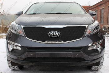 759 р. Зимняя заглушка решетки радиатора (верх) Стрелка11  KIA Sportage  3 SL (2014-2016) рестайлинг  с доставкой в г. Керчь. Увеличить фотографию 2