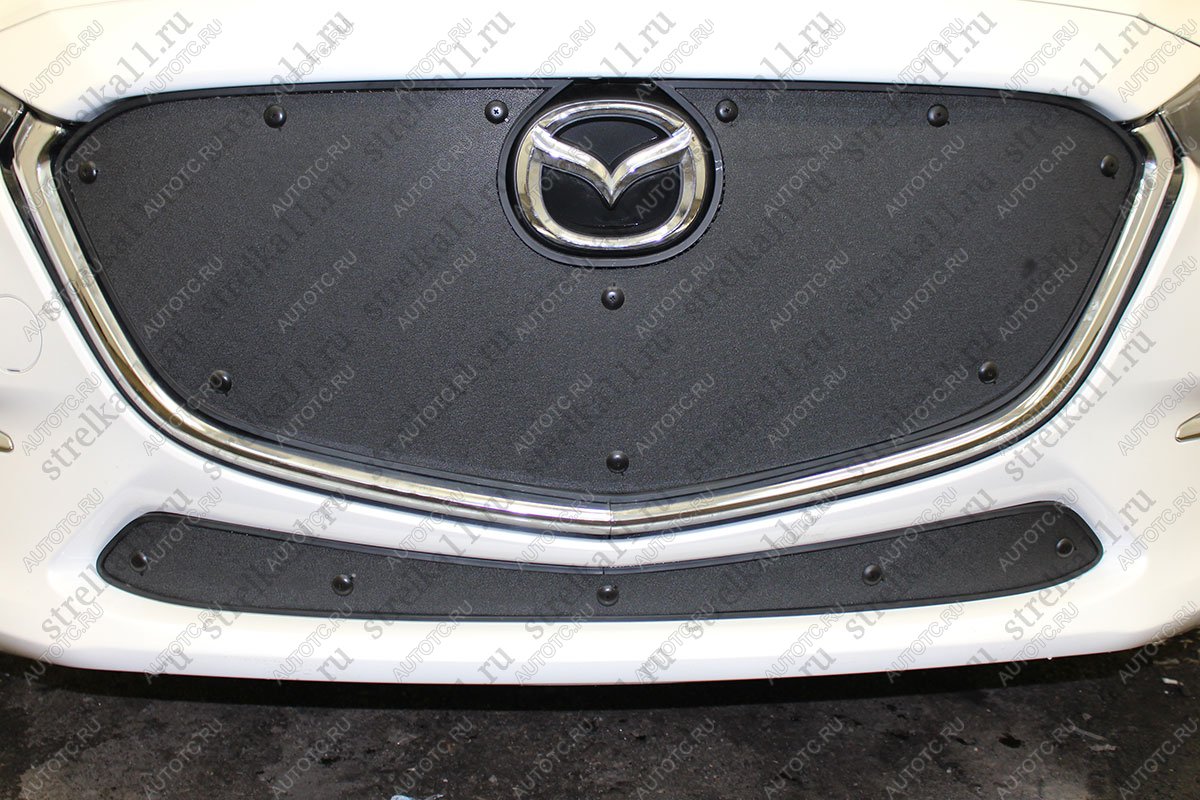 759 р.  Зимняя заглушка решетки радиатора (низ) Стрелка11 Mazda 3/Axela BM рестайлинг, хэтчбэк (2016-2019) (черная)  с доставкой в г. Керчь