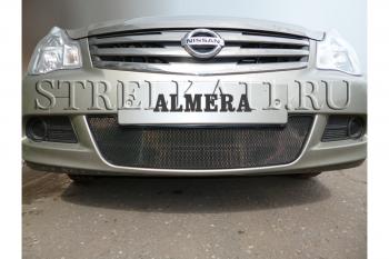 Зимняя заглушка решетки радиатора Стрелка11 Nissan Almera G15 седан (2012-2019) (черная)