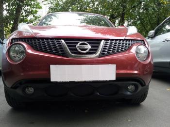 759 р. Зимняя заглушка решетки радиатора Стрелка11 Nissan Juke 1 YF15 дорестайлинг (2010-2014) (черная)  с доставкой в г. Керчь. Увеличить фотографию 2