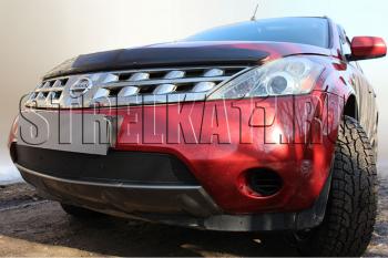 759 р. Зимняя заглушка решетки радиатора Стрелка11 Nissan Murano 1 Z50 (2002-2009) (черная)  с доставкой в г. Керчь. Увеличить фотографию 2